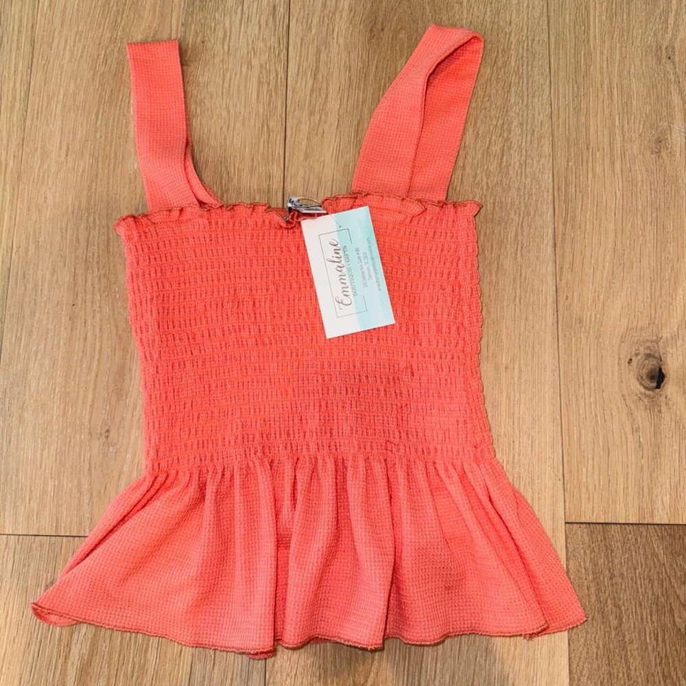 NWT Emmaline Coral Smocked Tank